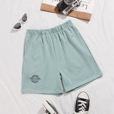 Шорты с текстовым и графическим принтом Shein