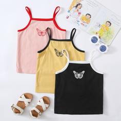 Слинг-топ для маленьких девочек из трех частей с узором в виде бабочек Shein