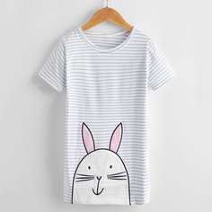 Полосатый Повседневный Платья для девочек Shein