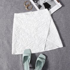 на молнии Одноцветный Повседневный Юбки Shein