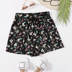 Пояс цветочный Бохо Шорты Shein