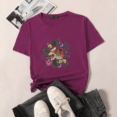 Животный Повседневный Футболки Shein