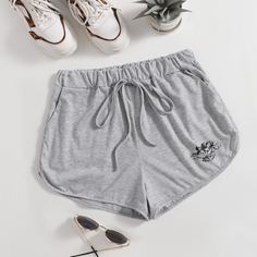 Карман буква Повседневный Шорты Shein