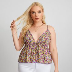 узел цветочный Бохо Размера плюс жилет Shein