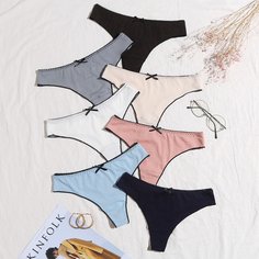 7шт трусики в рубчик Shein
