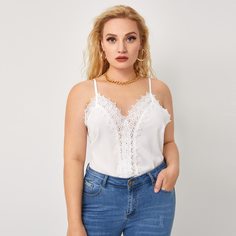 Кружевной топ с крупной строчкой Shein
