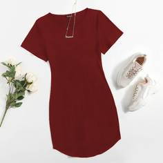 Одноцветный Повседневный Платья размер плюс Shein