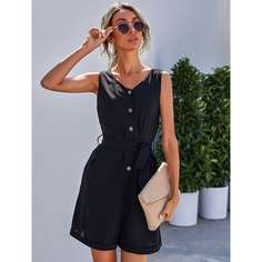 с поясом Одноцветный Повседневный Комбинезоны Shein