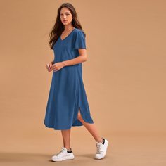 Домашнее платье с v-образным воротником Shein