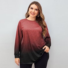 Футболка размера плюс с эффектом омбре Shein