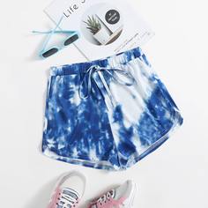 Шорты с принтом тай-дай и узлом Shein