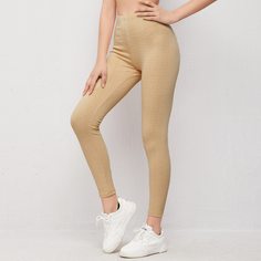 Однотонные леггинсы с высокой талией Shein
