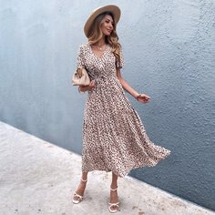 Платье на кулиске с принтом Shein