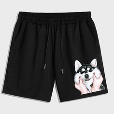 на кулиске Животный Институтский Мужские шорты Shein
