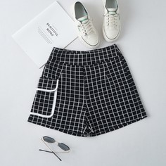 Карман Клетчатый Повседневный Шорты Shein