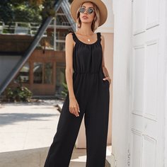 с оборками Одноцветный Бохо Комбинезоны Shein