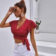 На запах В горошёк Бохо Блузы Shein