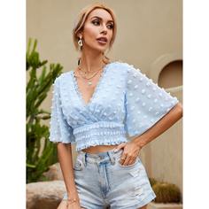 На запах Одноцветный Бохо Блузы Shein