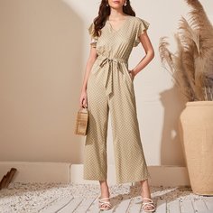 с карманами В горошек Бохо Комбинезоны Shein