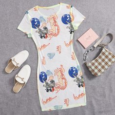 Прозрачный Животный Сексуальный Платье Shein
