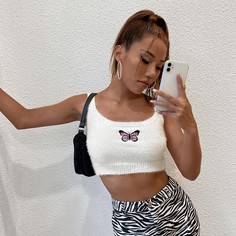 Вязаный топ с принтом бабочки Shein