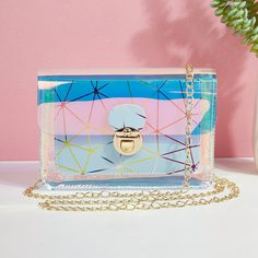 На цепочке Геометрический принт Модный Сумка через плечо Shein