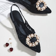 С открытой пяткой со стразами Модный Балетки Shein