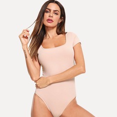 Трикотажное Боди С Квадратным Вырезом Shein
