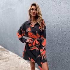 с карманами графический принт Повседневный Платье Shein