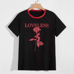 Контрастная отделка Цветочный Повседневный Мужские футболки Shein