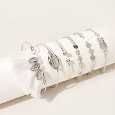 Браслет из ракушек и кисточек 6шт. Shein