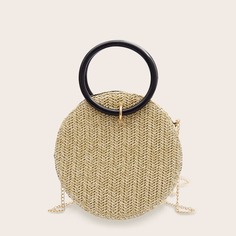 Плетеная круглая сумка с цепочкой и кольцевой ручкой Shein