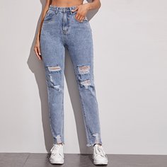 Рваные джинсы мом с карманом Shein