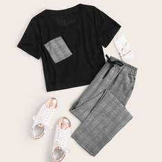 Футболка и брюки в клетку Shein