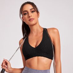 крест на крест Одноцветный Спортивные бюстгальтеры Shein