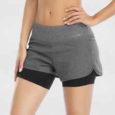 контрастные 2 в 1 спортивные шорты Shein