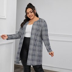 Пальто в клетку размера плюс Shein