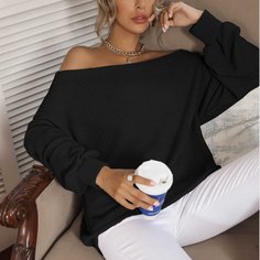 Трикотажный свитшот с открытыми плечами Shein