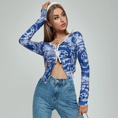 на молнии тай дай Повседневный Женские топы Shein