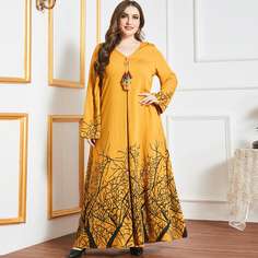 Платье размера плюс с принтом растений Shein