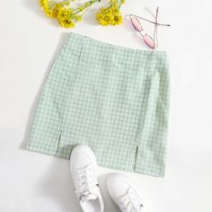 на молнии Клетчатый Институтский Юбки Shein