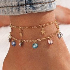 Ножной браслет со звездой и стразами Shein