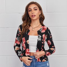 Цветочный Повседневный жакеты Shein