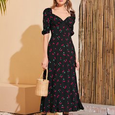 на молнии Фрукты и овощи Бохо Платье Shein