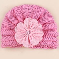 Детская трикотажная шапка-тюрбан с цветком Shein
