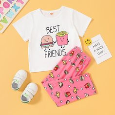 Мультяшный принт милый Домашняя одежда для девочек Shein