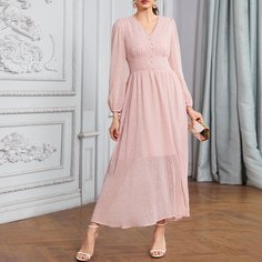 Однотонное платье с жемчугами Shein