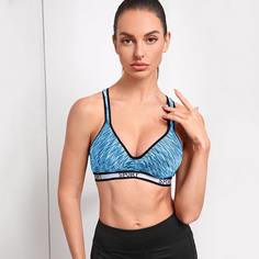 Спортивный бюстгальтер средней поддержки с текстовым принтом Shein