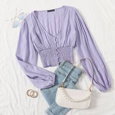 Короткая блузка на пуговицах Shein