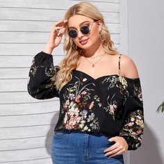 Блузка размера плюс с цветочным принтом Shein
